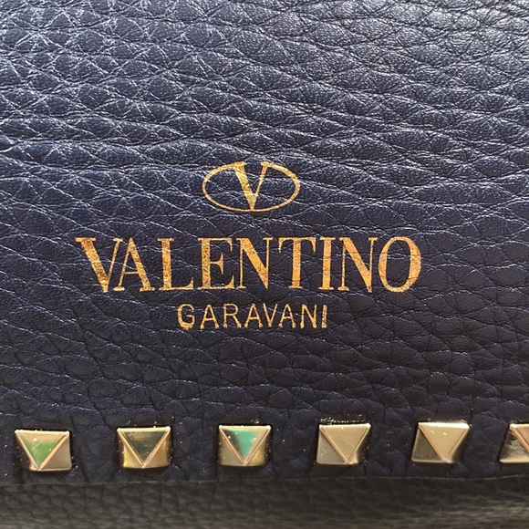 Medium Valentino Garavani Rockstud Tote Navy Grainy Leather RARE COLOR - Picture 5 of 16